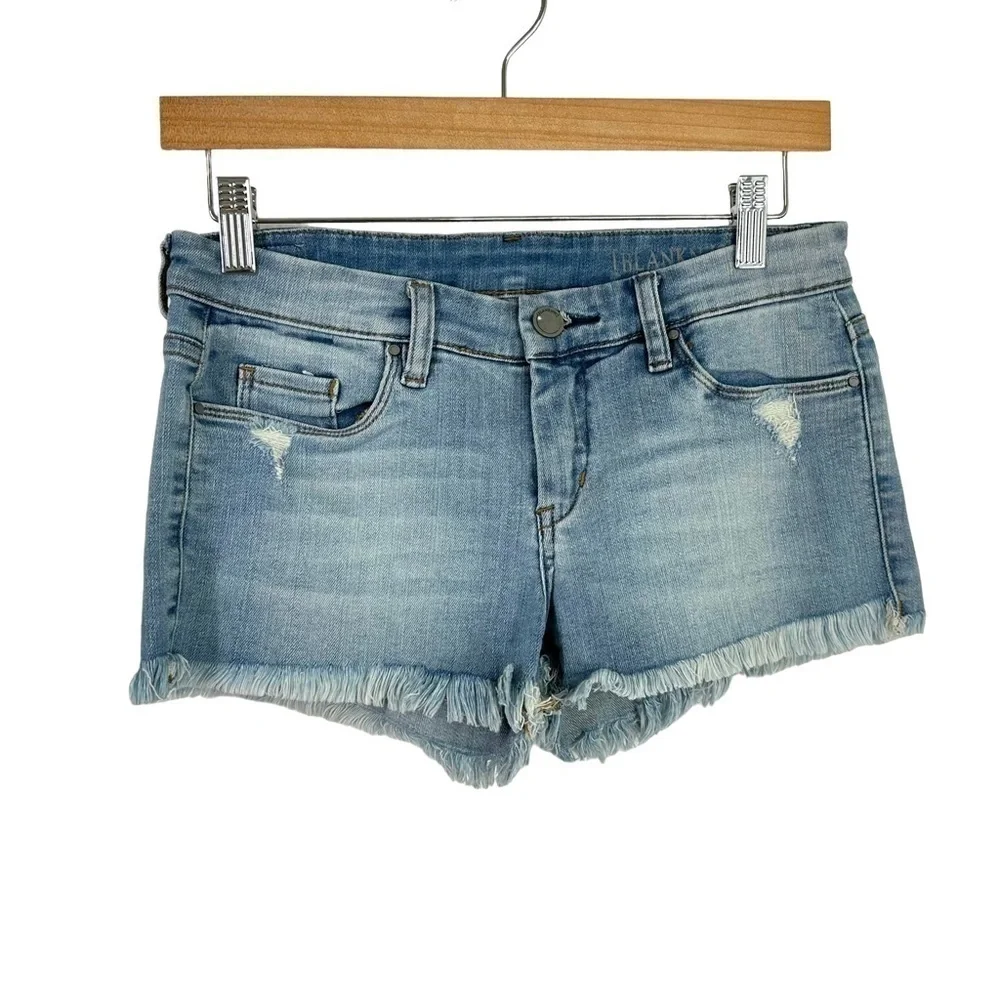 Blank NYC Womens Denim Cutoff Shorts Sz 25 Blue Frayed Hem Distress Booty Shorts